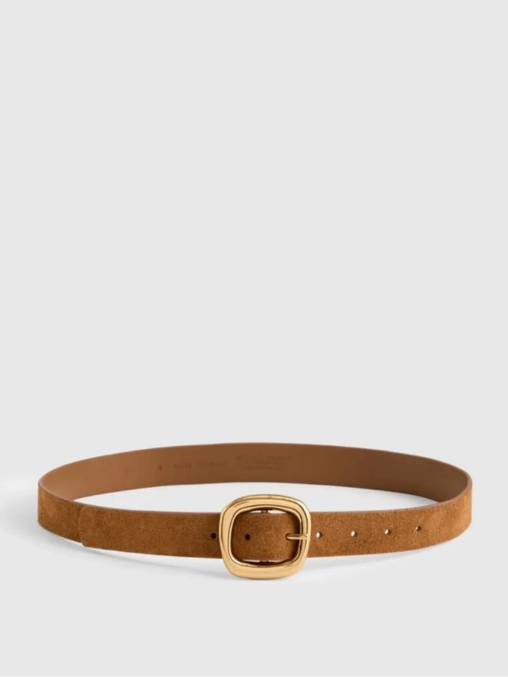 Madewell Sculptural Buckle Belt Leather Suede Aged Cognac Gold Size Small NU165